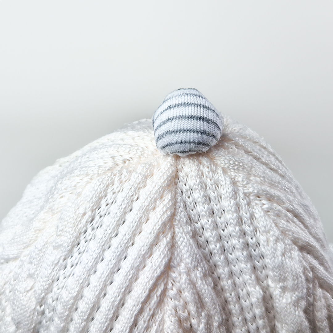 Čepice podšitá zavazovací Outlast® - Off White/pruh bílošedý melír 1 | 36-38 cm