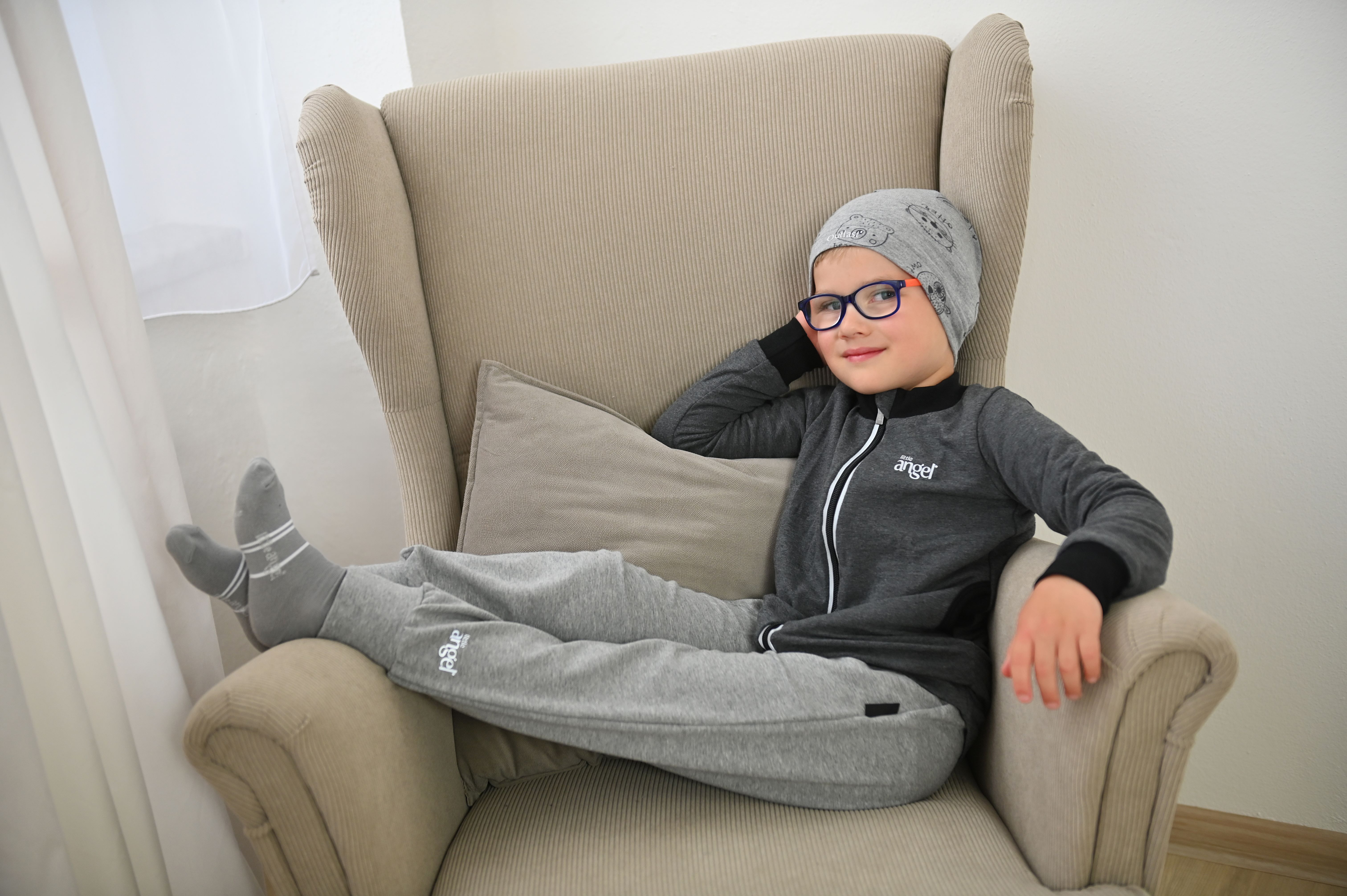 Čepice smyk natahovací TISK Outlast ® - šedý melír zvířátka 6 | 54-57 cm