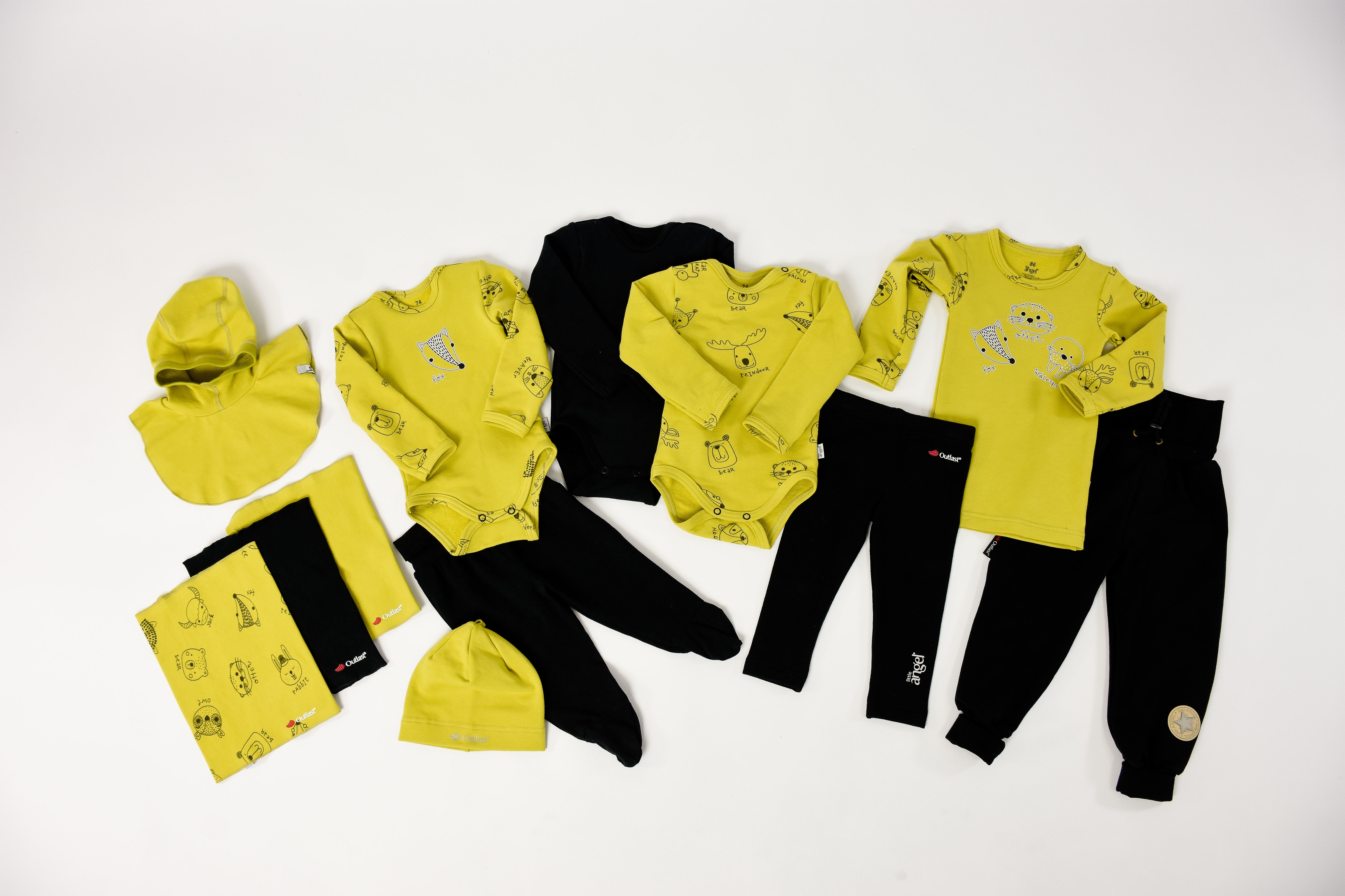 Nákrčník dětský smyk TISK Outlast® - žlutozelená zvířátka UNI