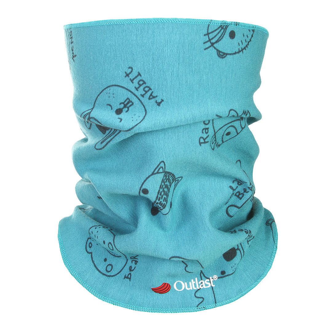 Nákrčník dětský smyk TISK Outlast® - tm.tyrkys zvířátka UNI