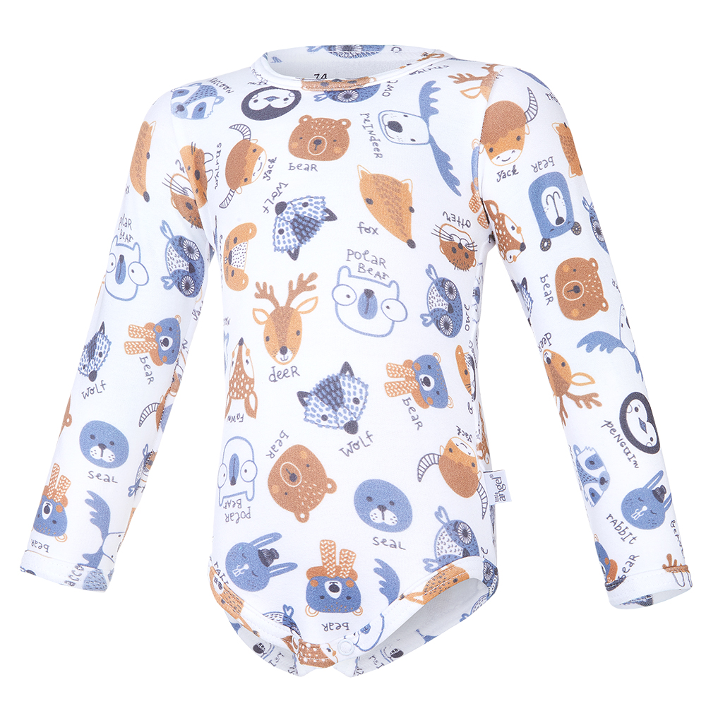 Body tričko smyk TISK Outlast® - bílá barevná zvířátka 62