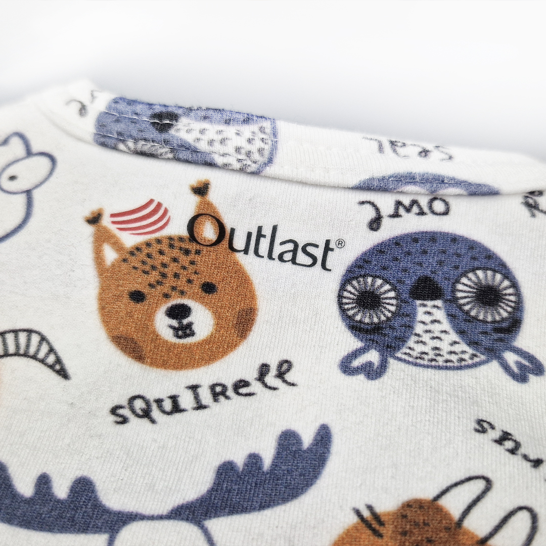 Body tričko smyk TISK Outlast® - bílá barevná zvířátka 92