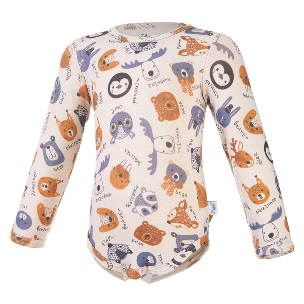 Body tričko smyk TISK Outlast® - latte barevná zvířátka 62