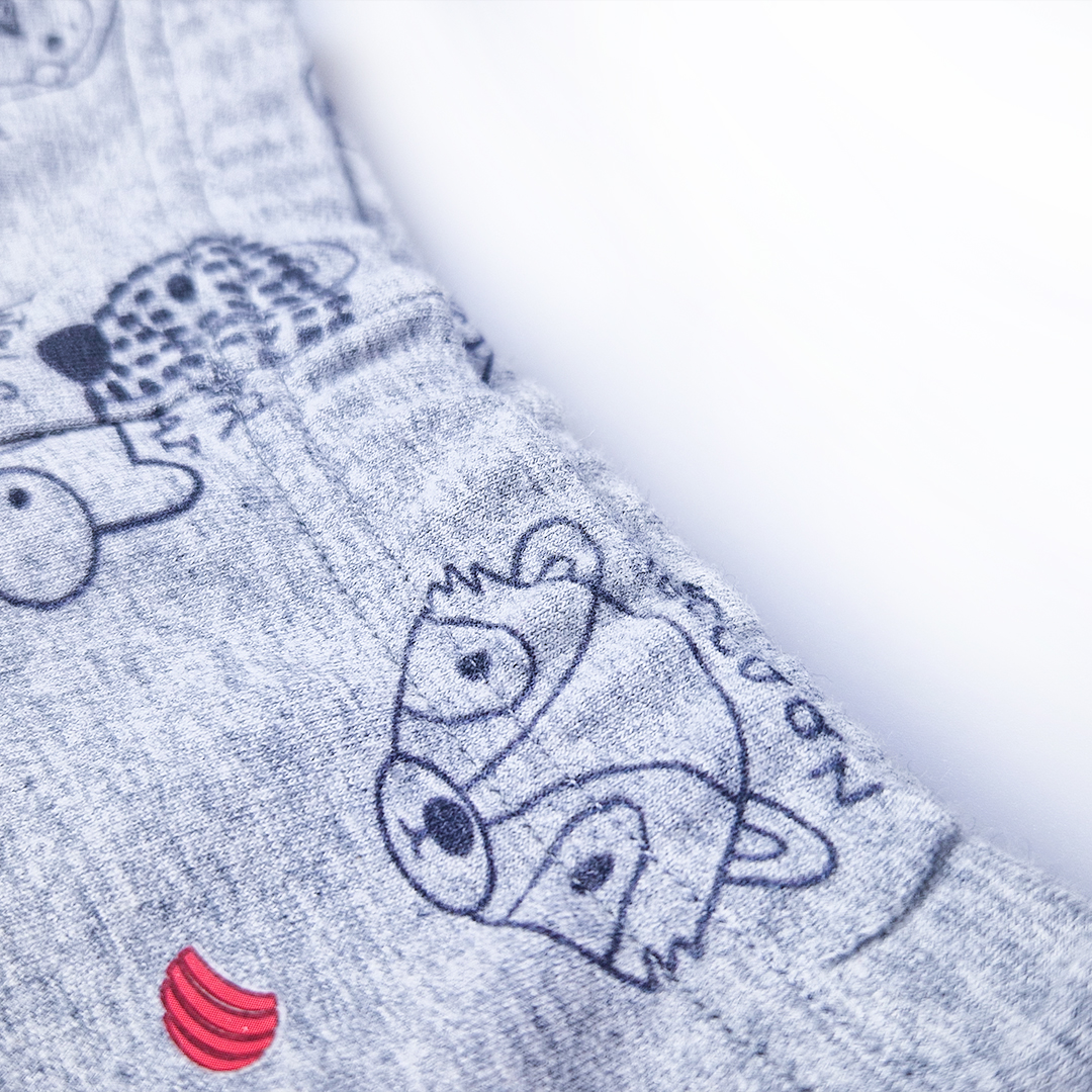 Legíny smyk TISK Outlast® - šedý melír zvířátka 86