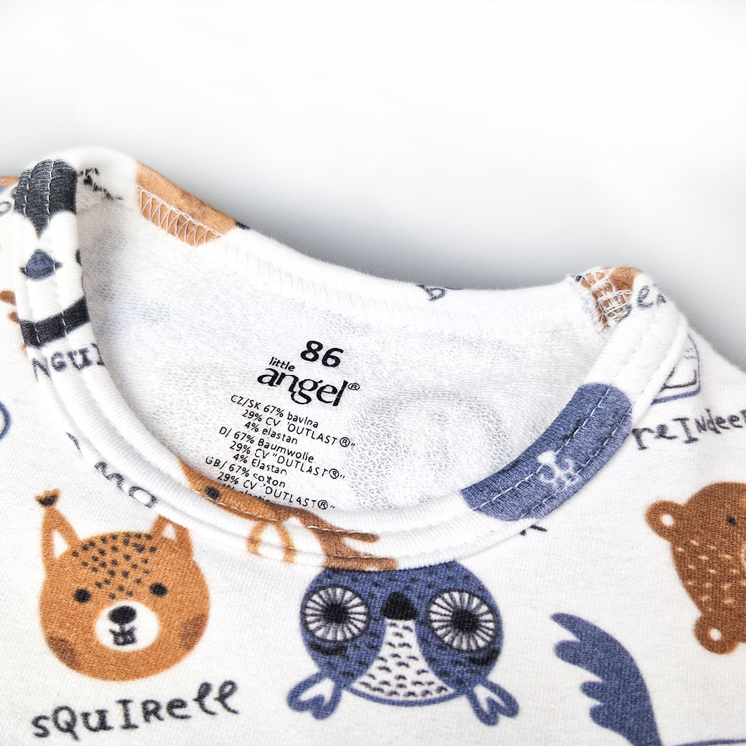 Tričko smyk DR TISK Outlast® - bílá barevná zvířátka 86