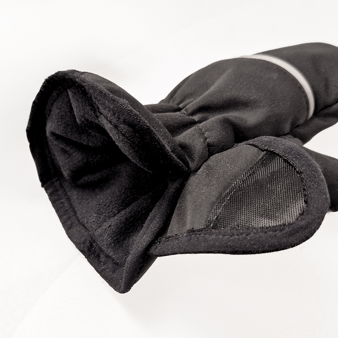 Rukavice s palcem softshell STRETCH Outlast® - černá-výšivka šedá 2