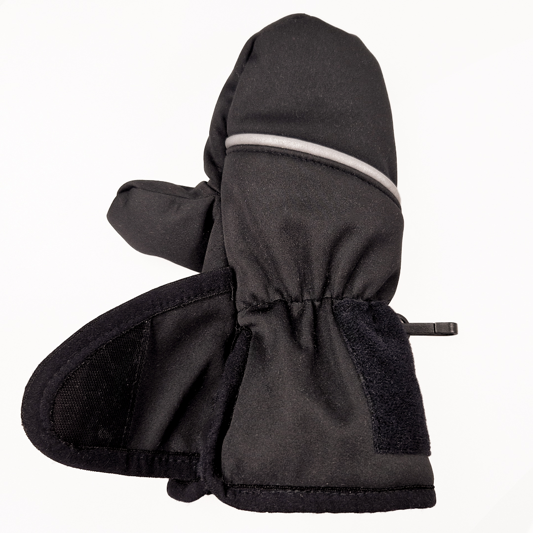 Rukavice s palcem softshell STRETCH Outlast® - černá-výšivka šedá 2