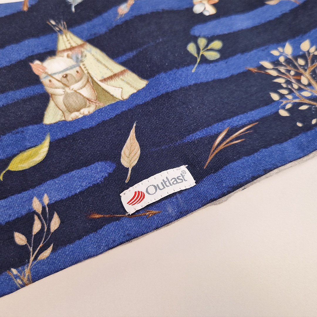 Kabátek podšitý Outlast® - tm.modrá zvířátka teepee/šedý melír 62-68