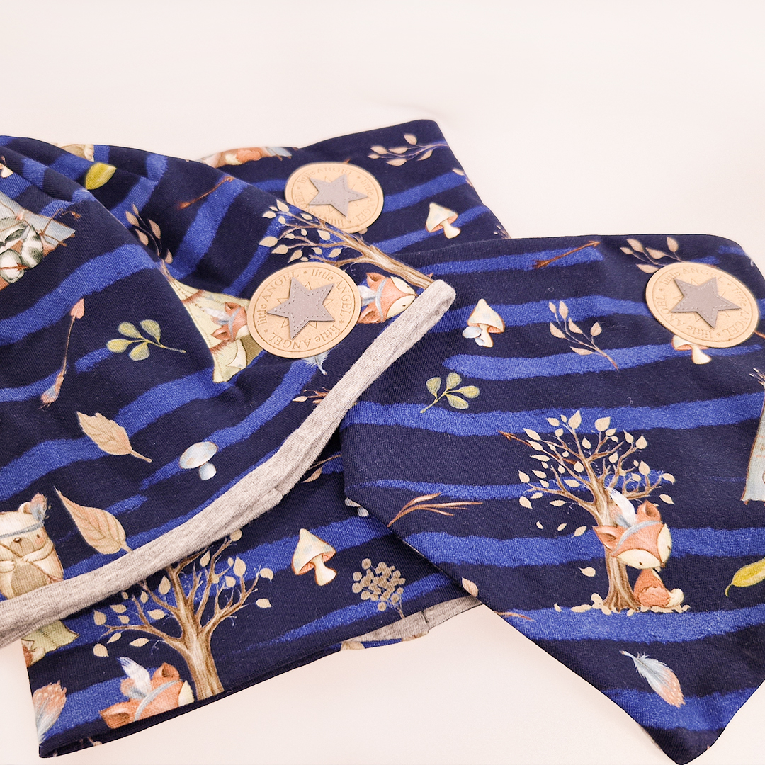 Kabátek podšitý Outlast® - tm.modrá zvířátka teepee/šedý melír 62-68