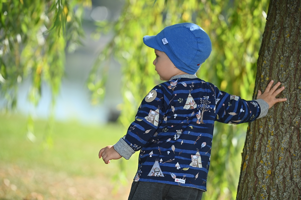 Kabátek podšitý Outlast® - tm.modrá zvířátka teepee/šedý melír 62-68