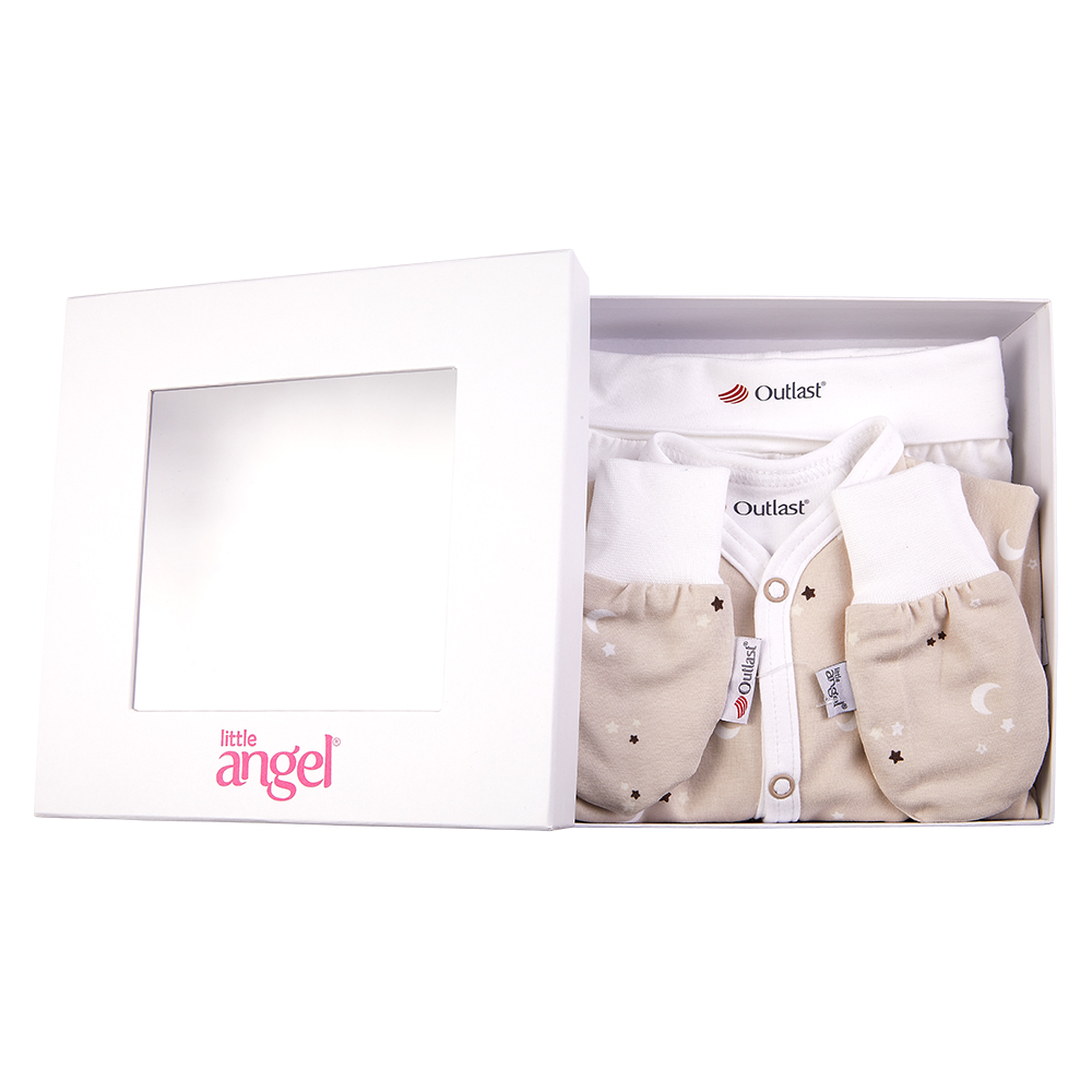 Novorozenecká sada BIO Outlast® - béžová hvězdičky/bílá 56