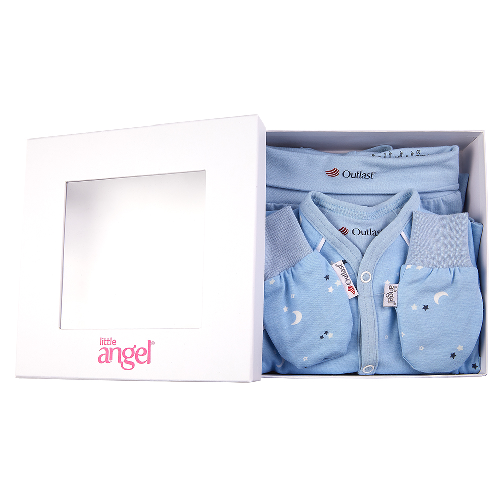 Novorozenecká sada BIO Outlast® - sv.modrá hvězdičky/sv.modrá 56