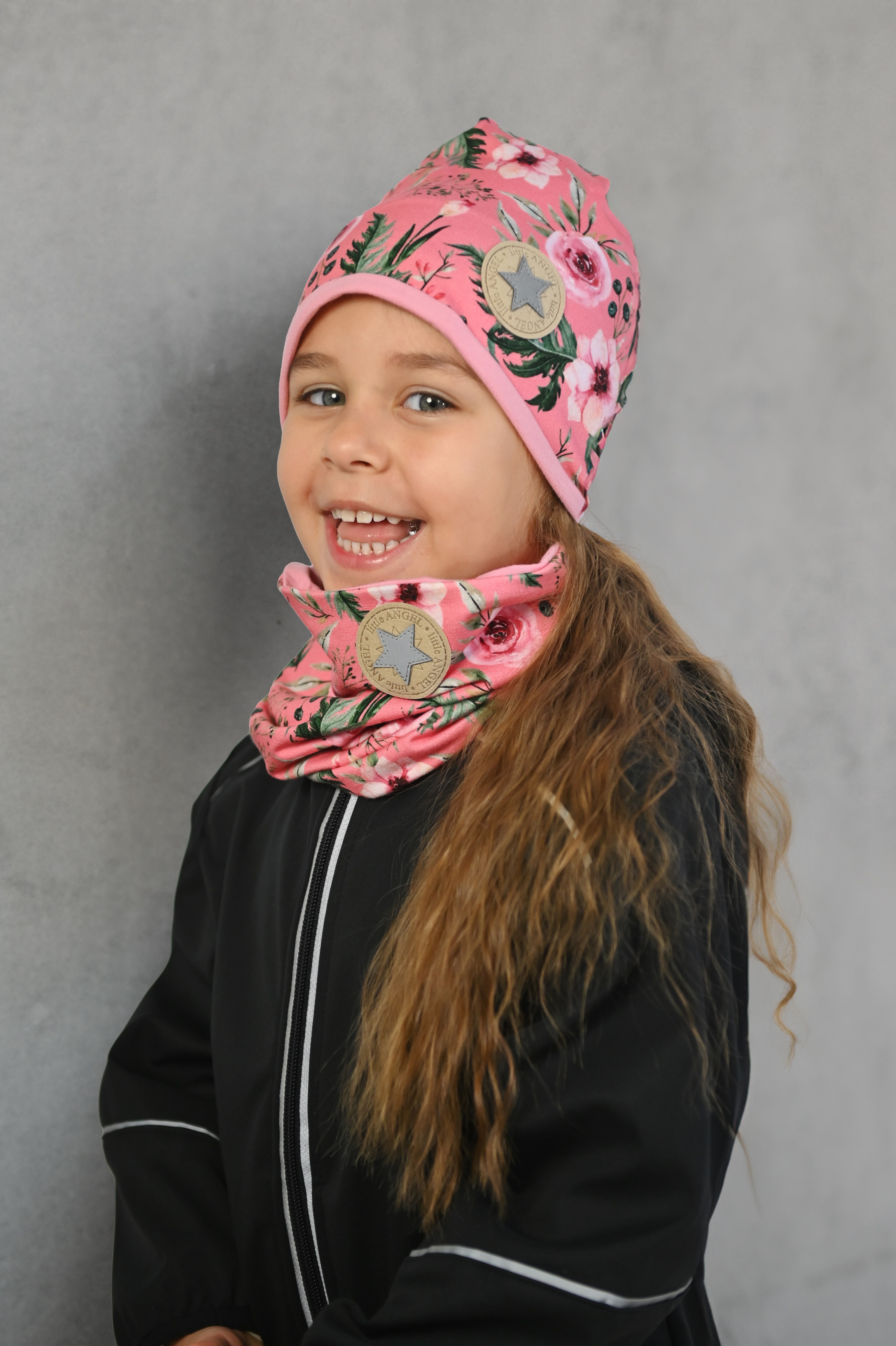 Čepice podšitá Outlast® - květy/starorůžová 3 | 42-44 cm