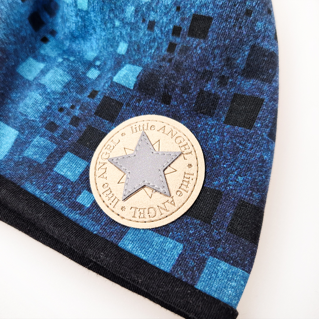 Čepice podšitá Outlast® - denim čtverce/černá 4 | 45-48 cm