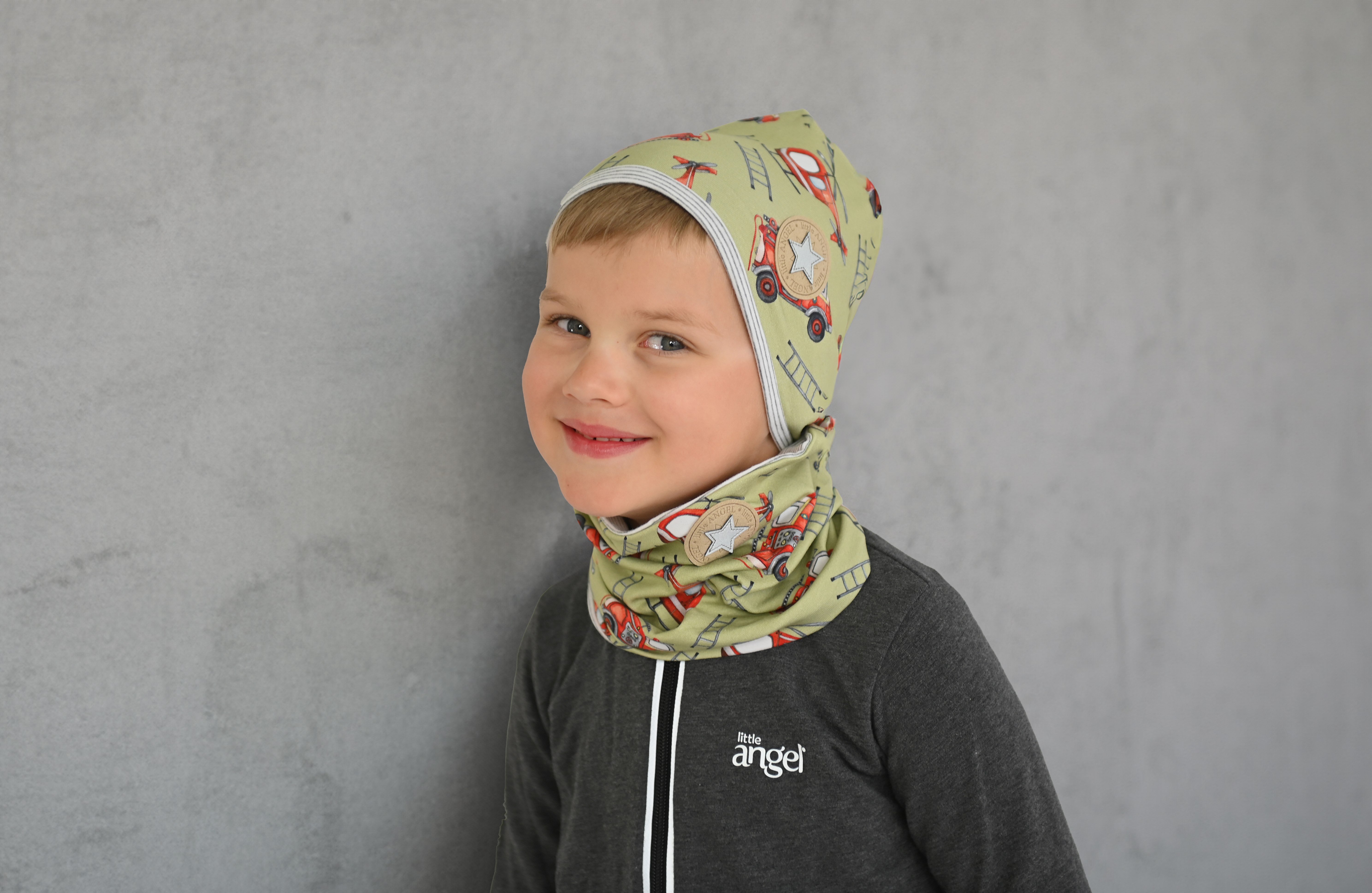 Čepice podšitá Outlast® - zelená hasiči/pruh bílošedý melír 3 | 42-44 cm