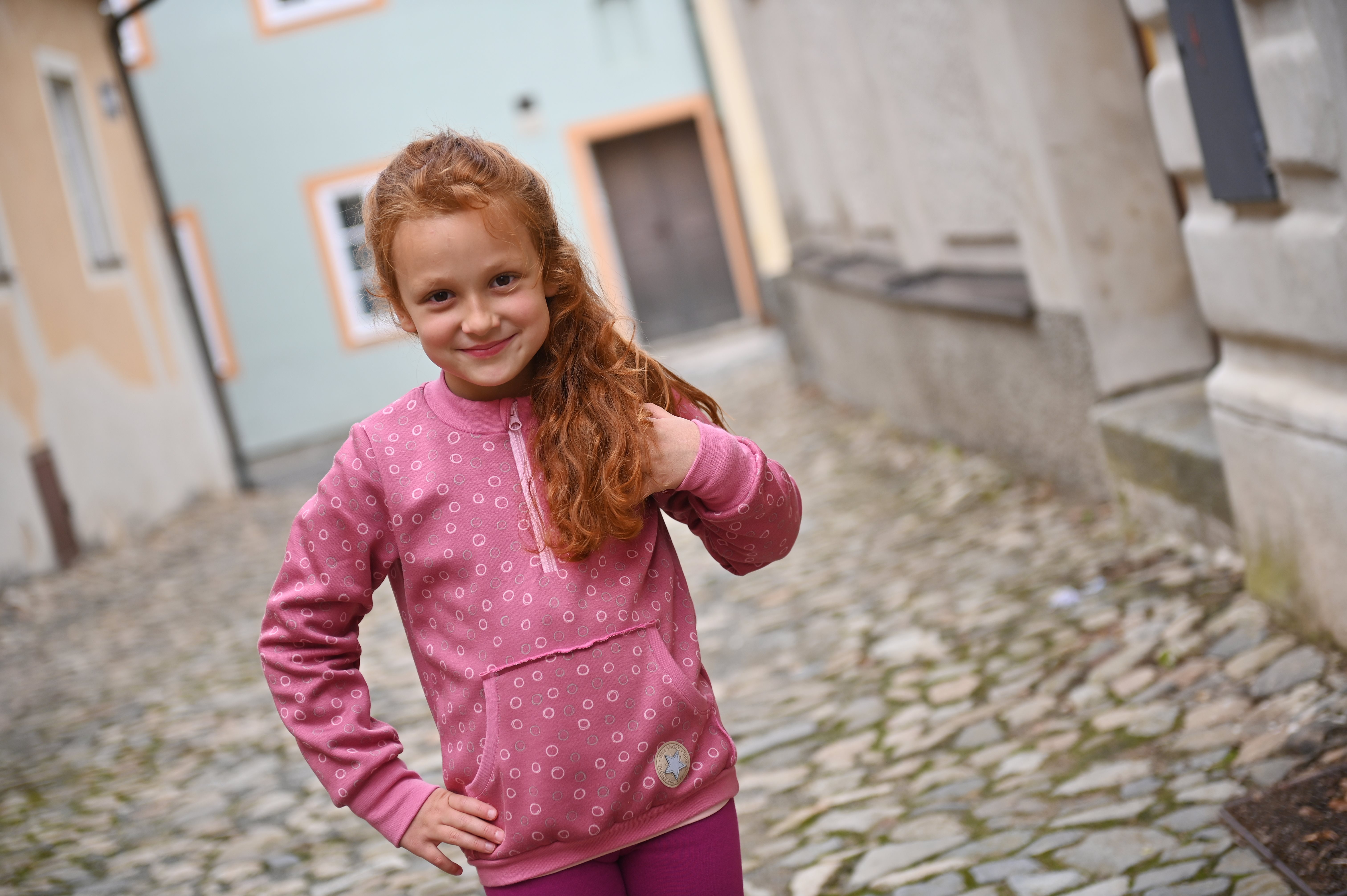 Mikina hřejivá kapsa - růžová 128