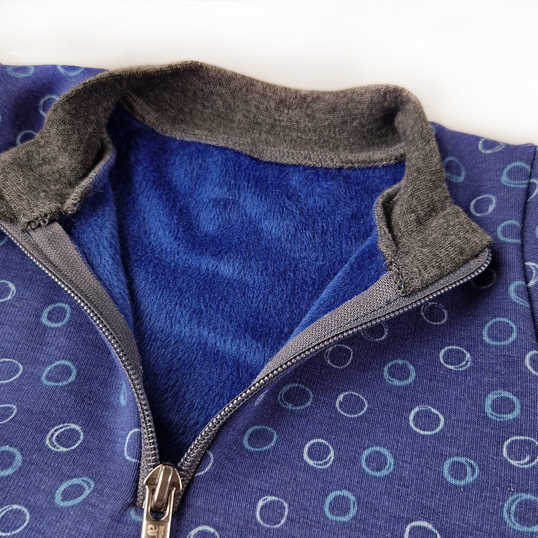 Mikina hřejivá kapsa - modrá 98