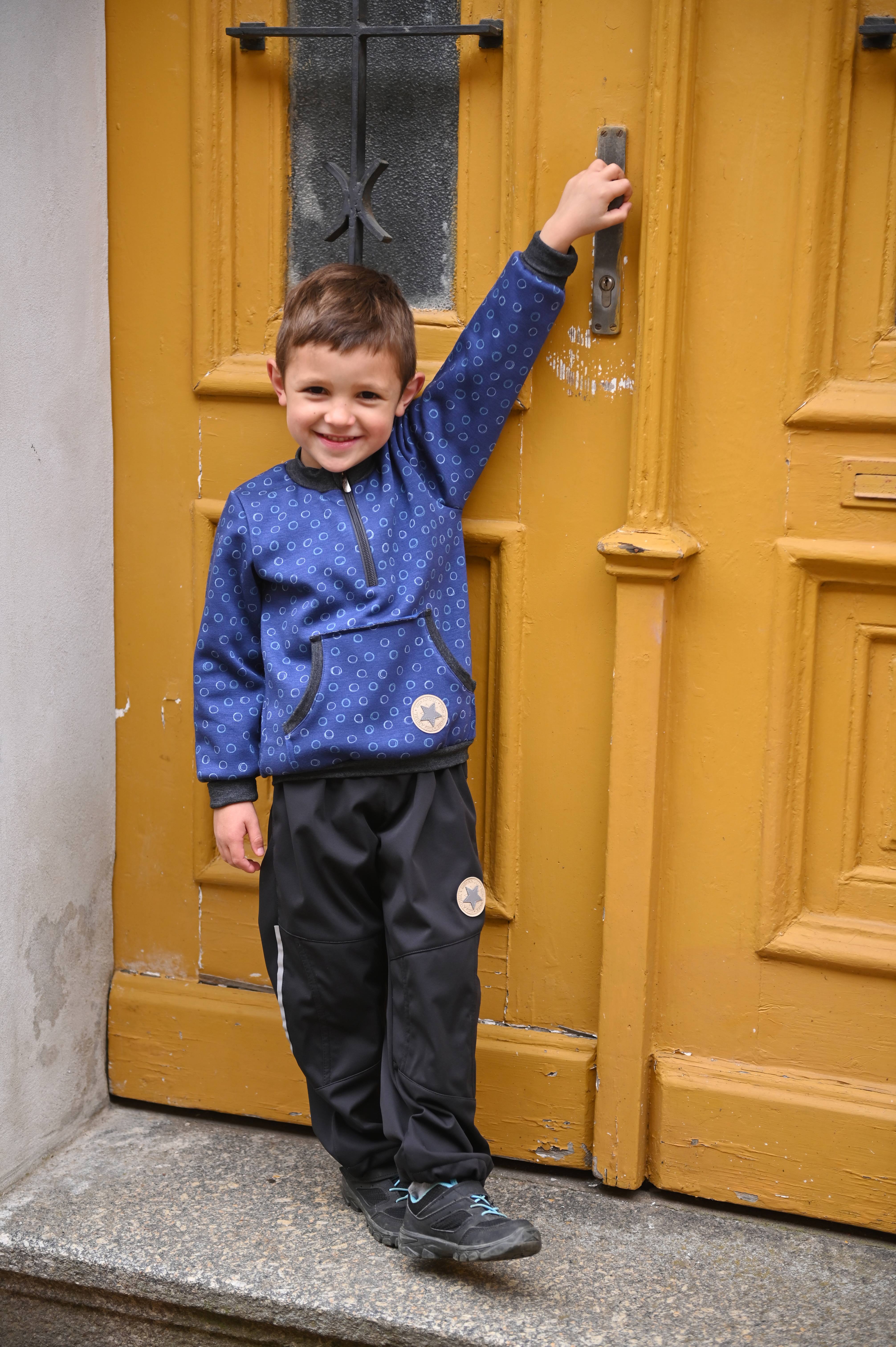 Mikina hřejivá kapsa - modrá 98