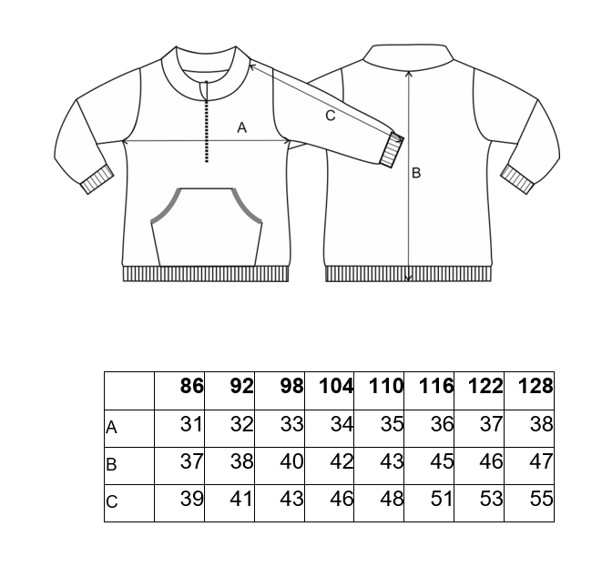Mikina hřejivá kapsa - modrá 98