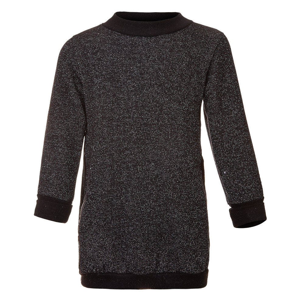 Šaty mikinové hřejivé - černá lesk 110