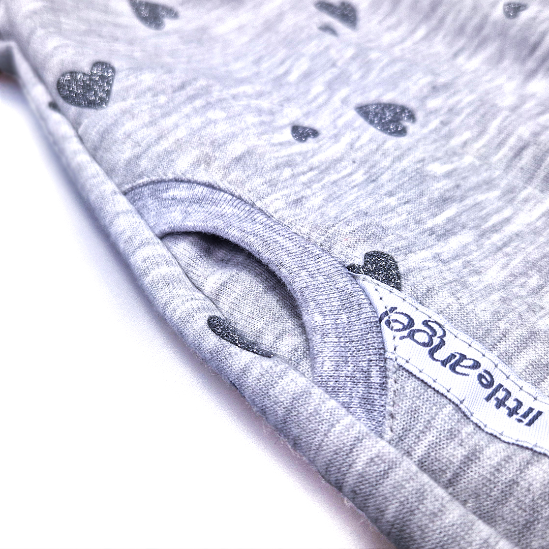 Šaty mikinové - šedý melír srdce lesk 122