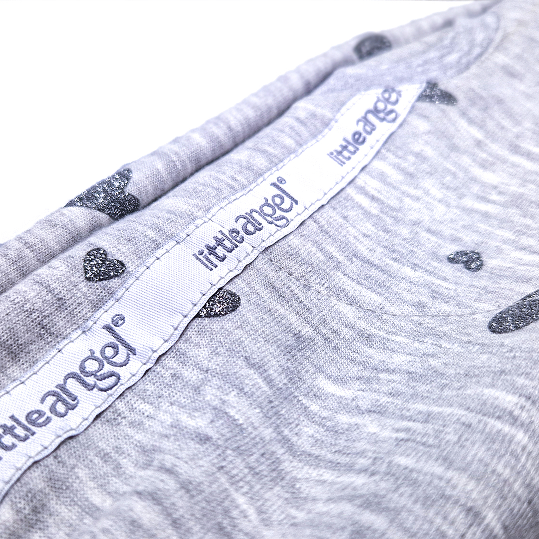 Šaty mikinové - šedý melír srdce lesk 122