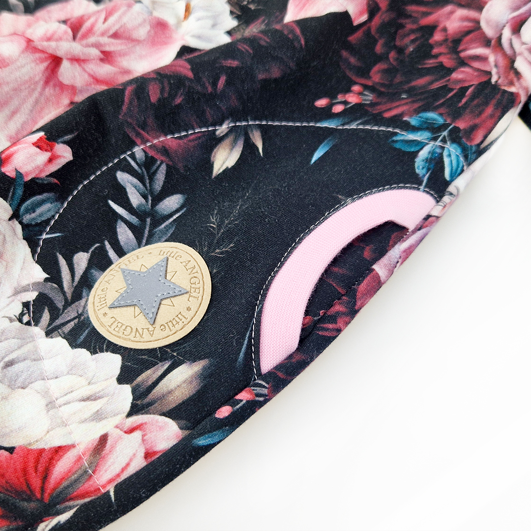 Šaty mikinové - černá květy 92