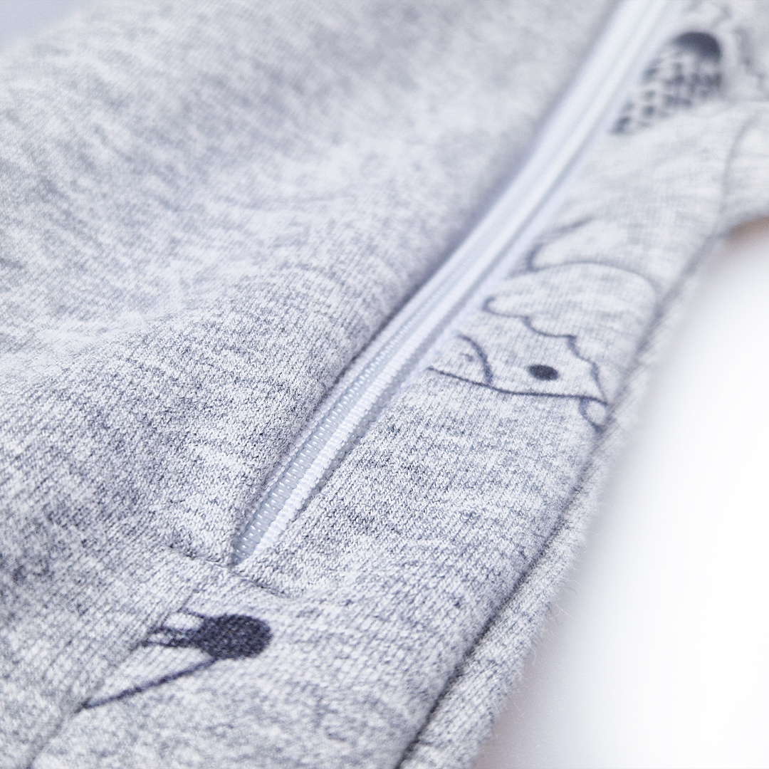 Overal smyk DR TISK Outlast® - šedý melír/šedý melír zvířátka 68