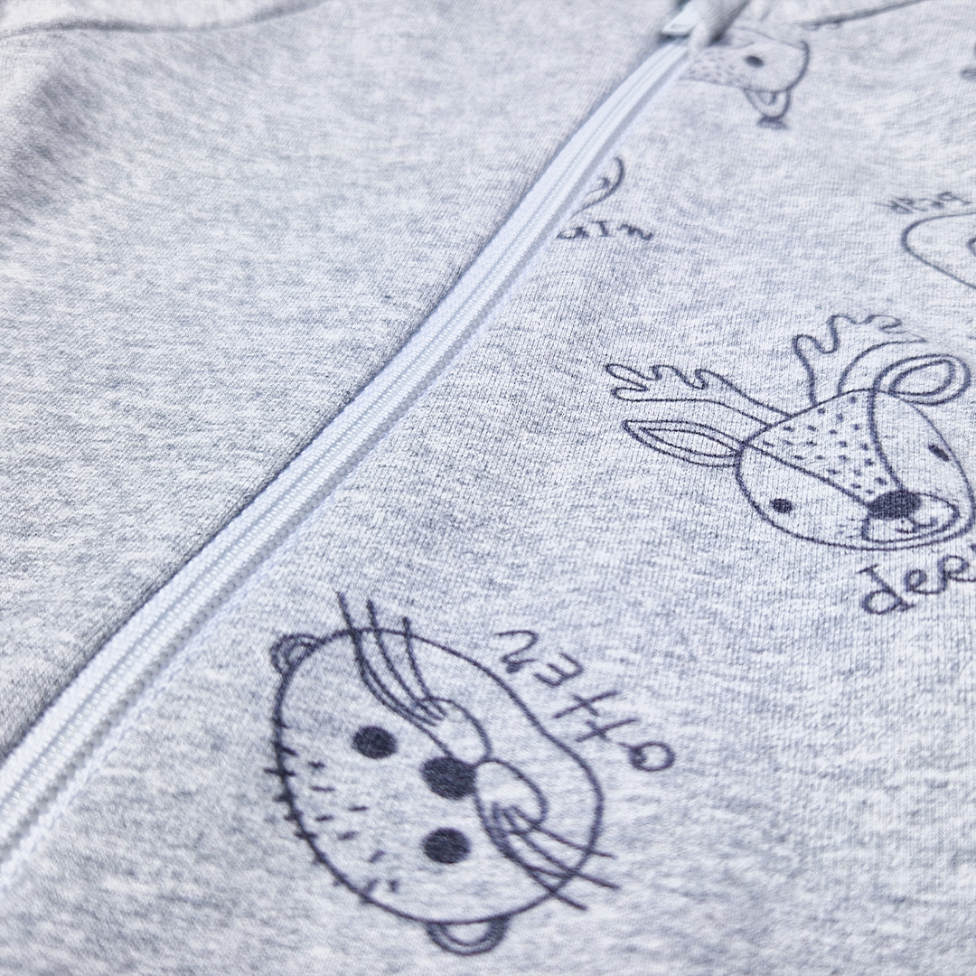 Overal smyk DR TISK Outlast® - šedý melír/šedý melír zvířátka 68