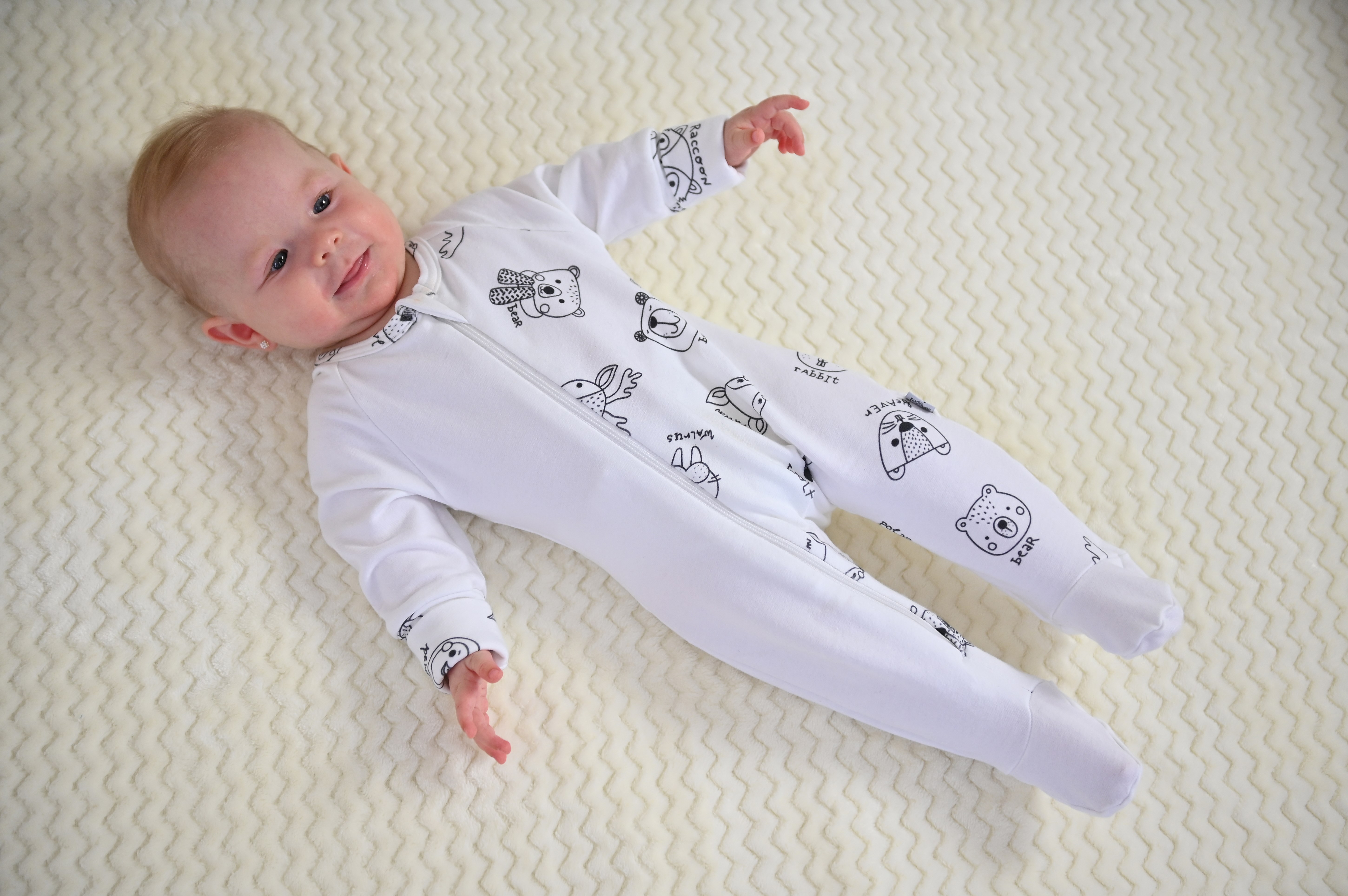 Overal smyk DR TISK Outlast® - šedý melír/šedý melír zvířátka 68