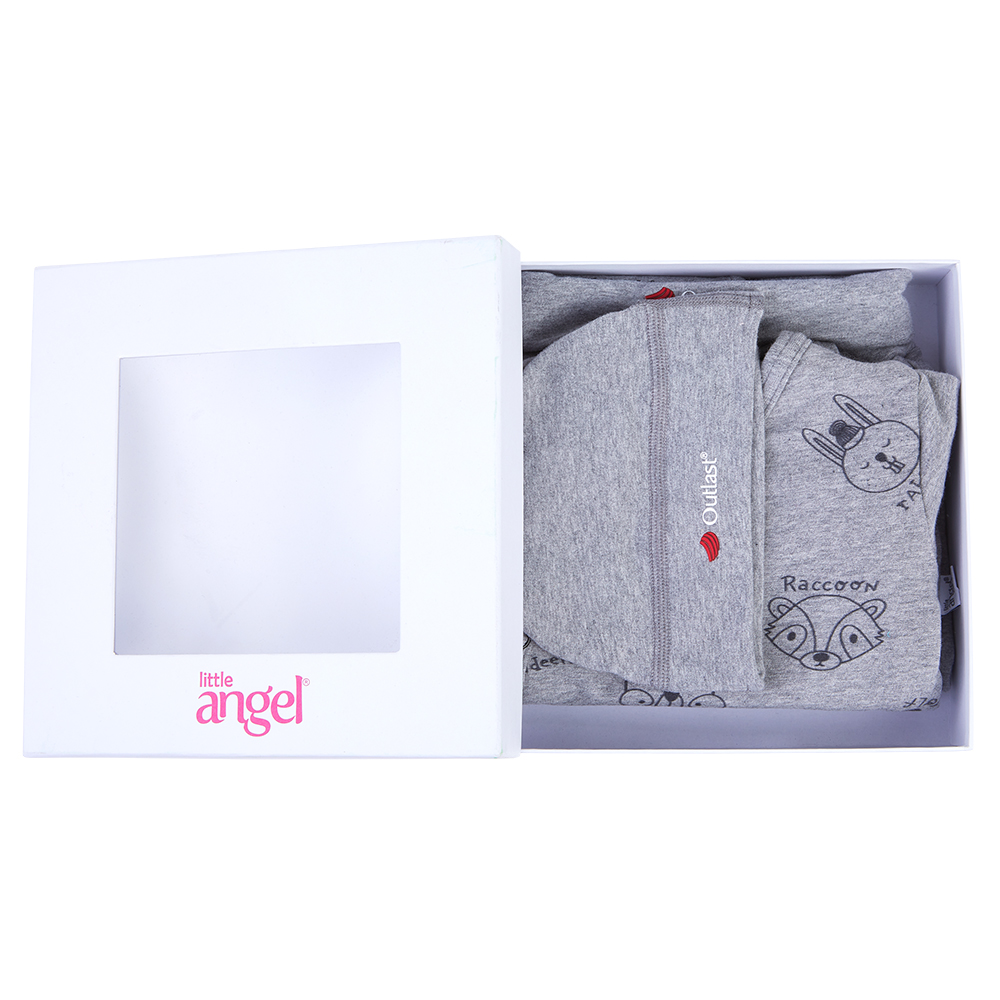 Novorozenecká sada smyk Outlast® - šedý melír/zvířátka 62