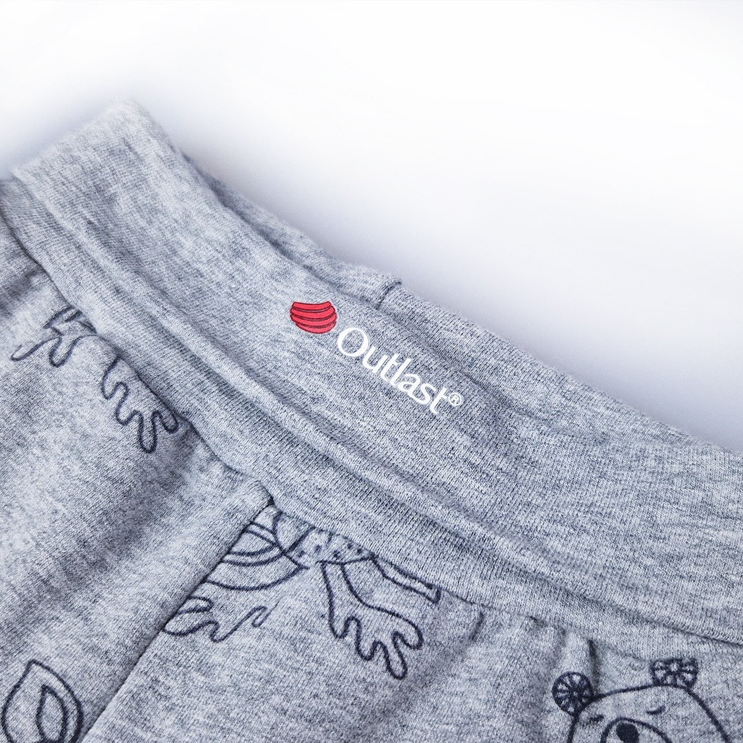 Tepláky smyk TISK Outlast® - šedý melír zvířátka 80