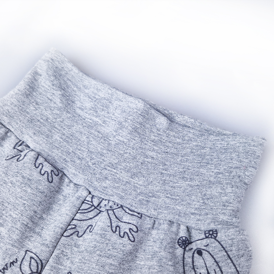 Tepláky smyk TISK Outlast® - šedý melír zvířátka 80