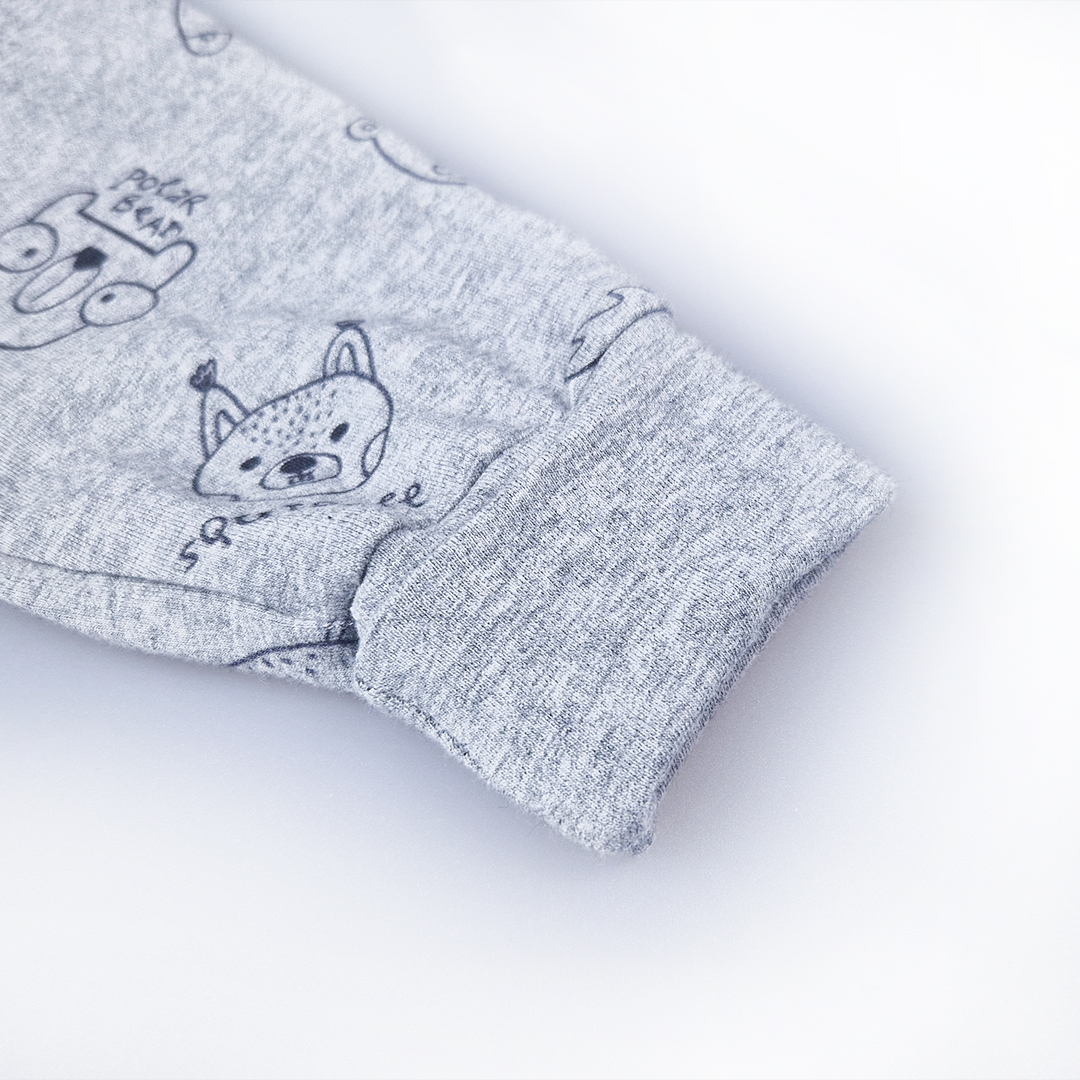 Tepláky smyk TISK Outlast® - šedý melír zvířátka 80