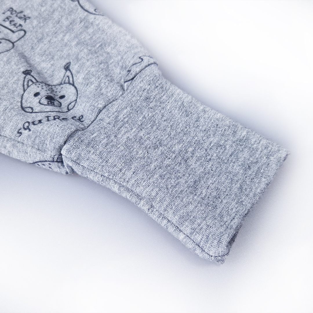 Tepláky smyk TISK Outlast® - šedý melír zvířátka 80