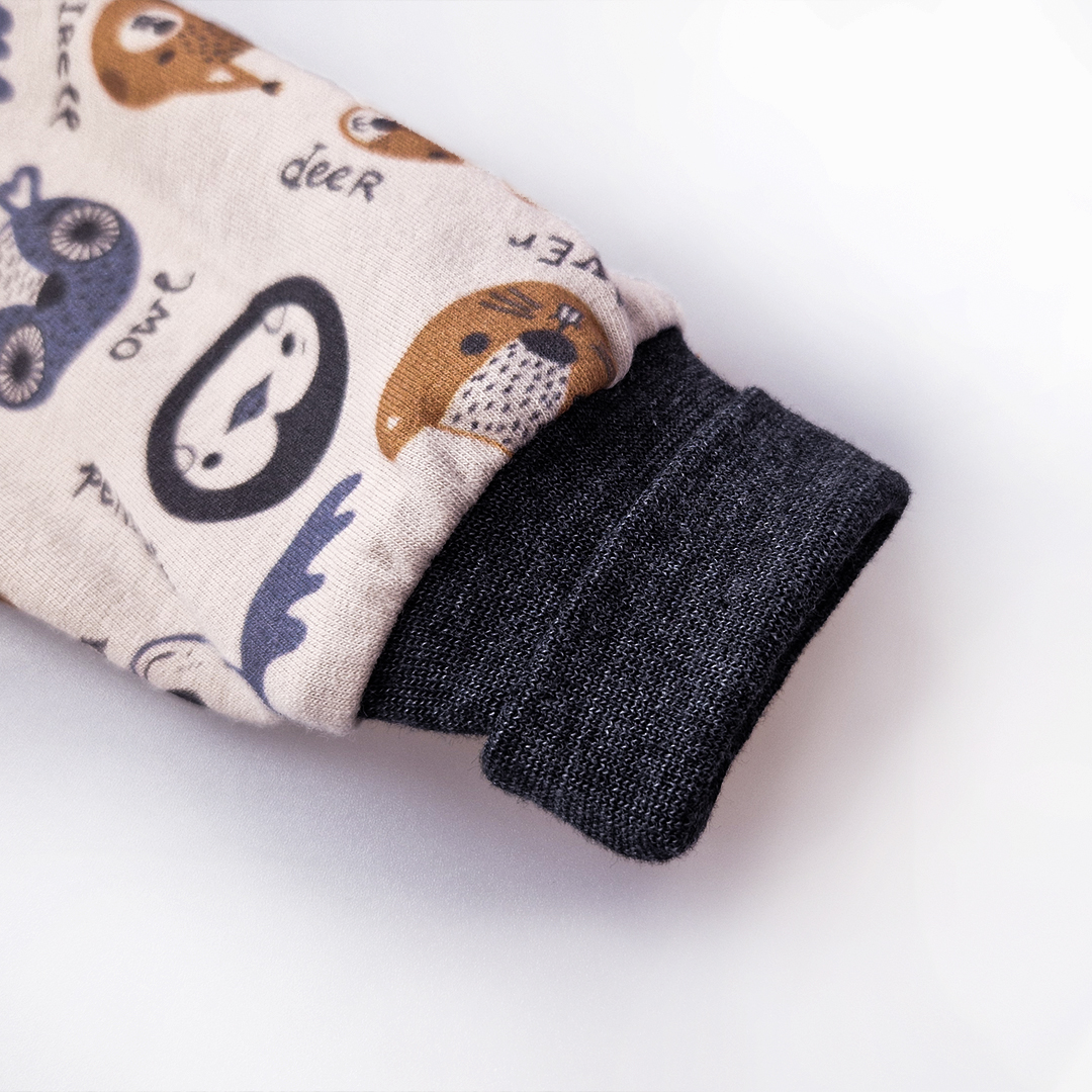 Mikina smyk TISK rozepínací Outlast® - latte barevná zvířátka 104