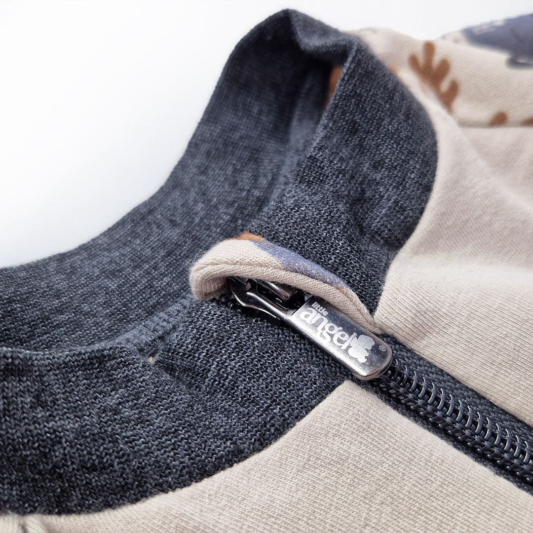 Mikina smyk TISK rozepínací Outlast® - latte barevná zvířátka 104