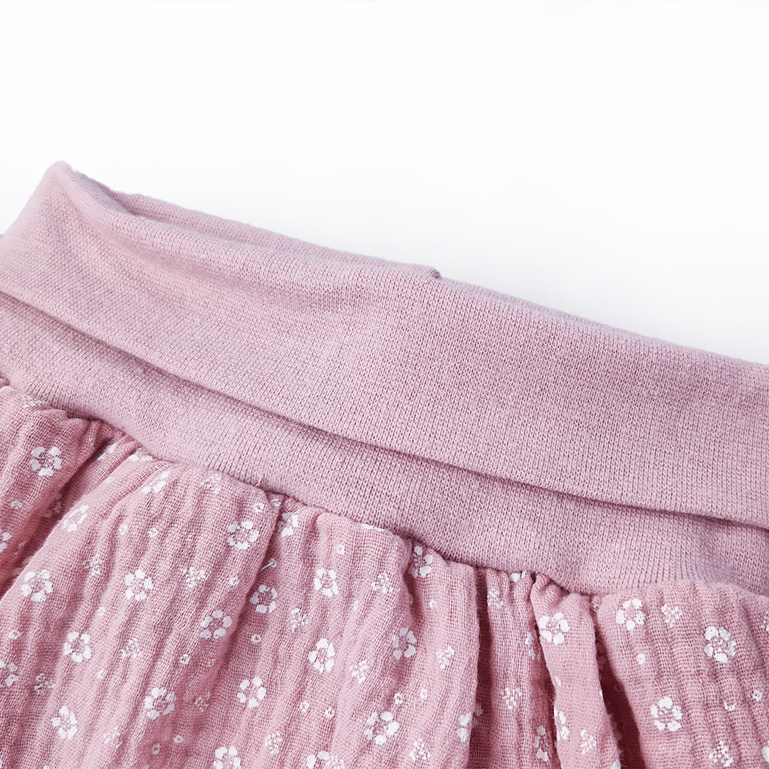 Šortky tenké harémky - starorůžová kytičky 104