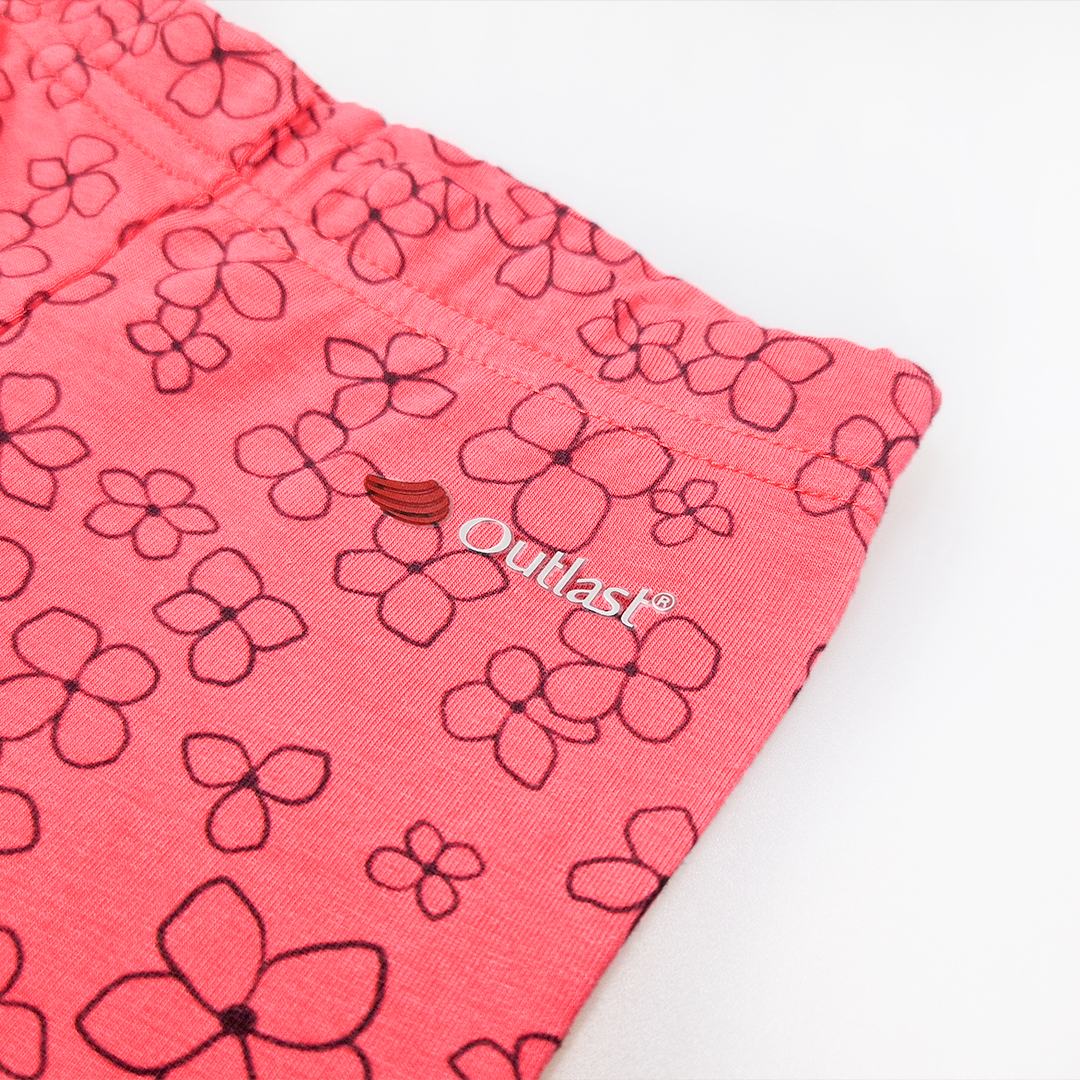 Legíny tenké TISK Outlast® - jahodová kytičky 122