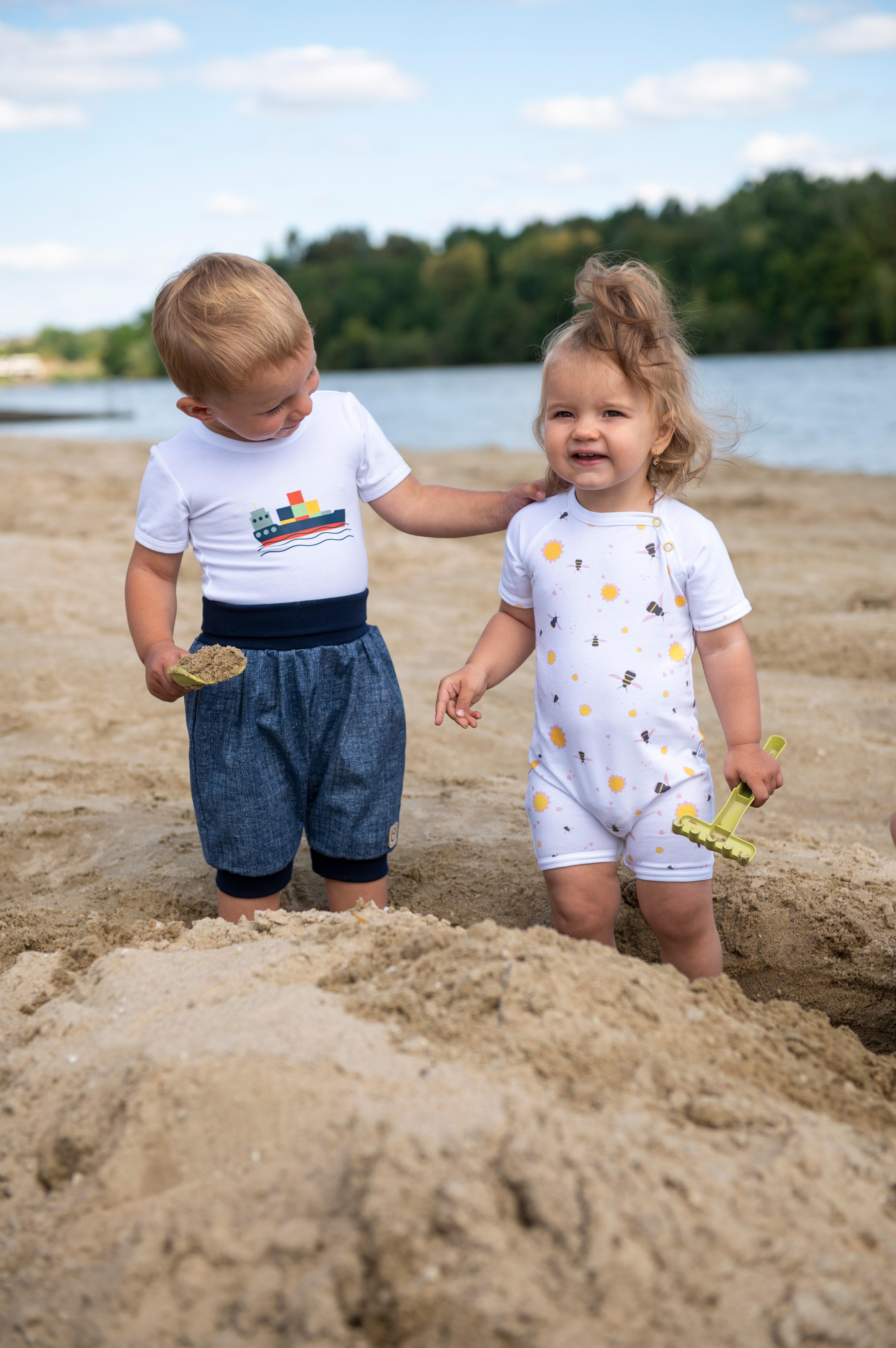 Overal tenký krátký TISK Outlast® - bílá čmeláci 62