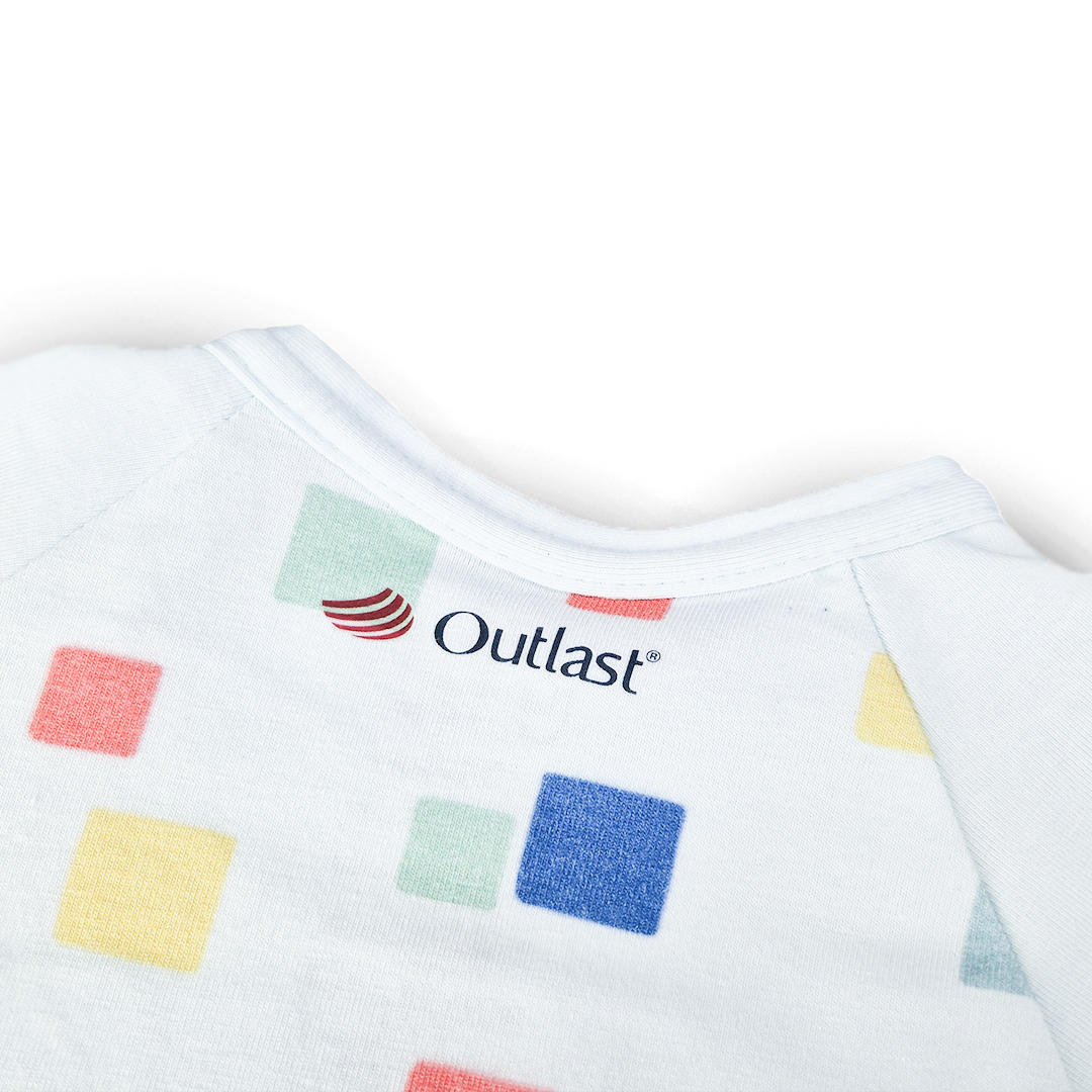 Overal tenký krátký TISK Outlast® - bleděmodrá kostičky 80