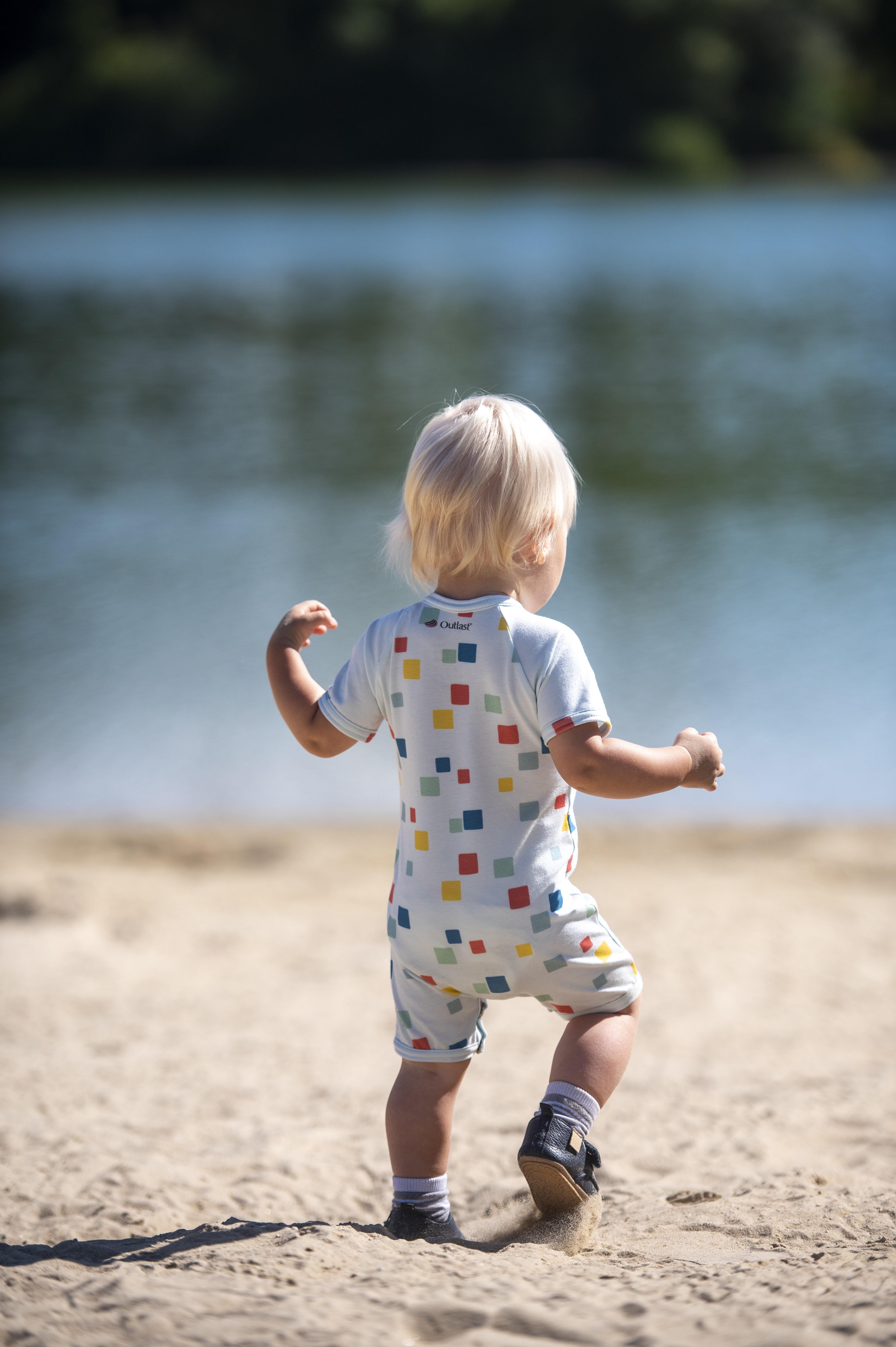 Overal tenký krátký TISK Outlast® - bleděmodrá kostičky 80