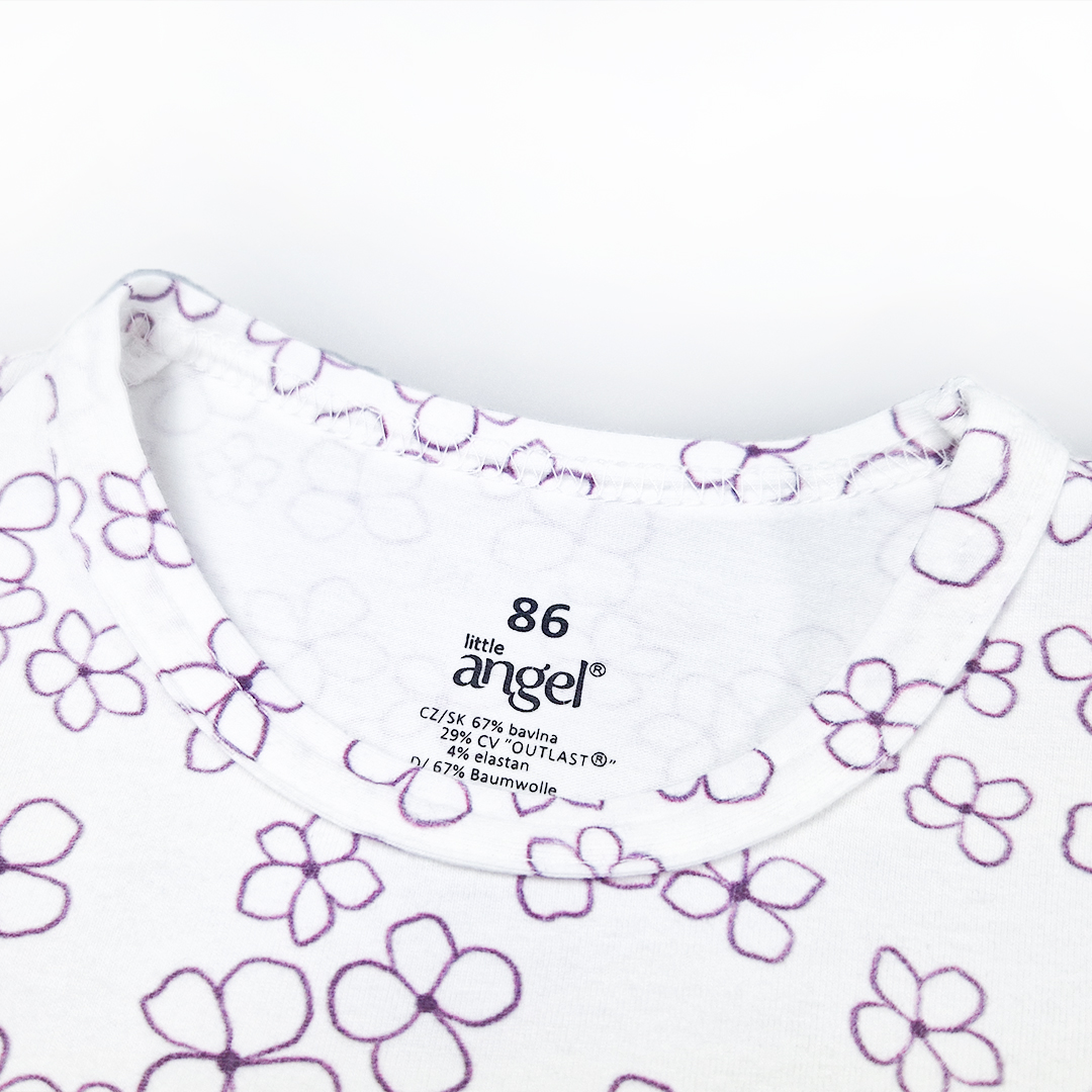 Tričko dívčí tenké TISK KR Outlast® - bílá kytičky 116