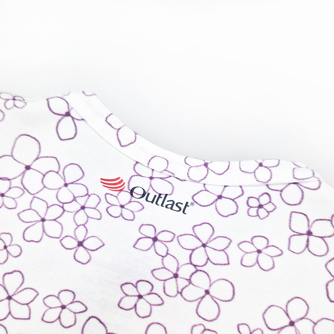 Tričko dívčí tenké TISK KR Outlast® - bílá kytičky 116