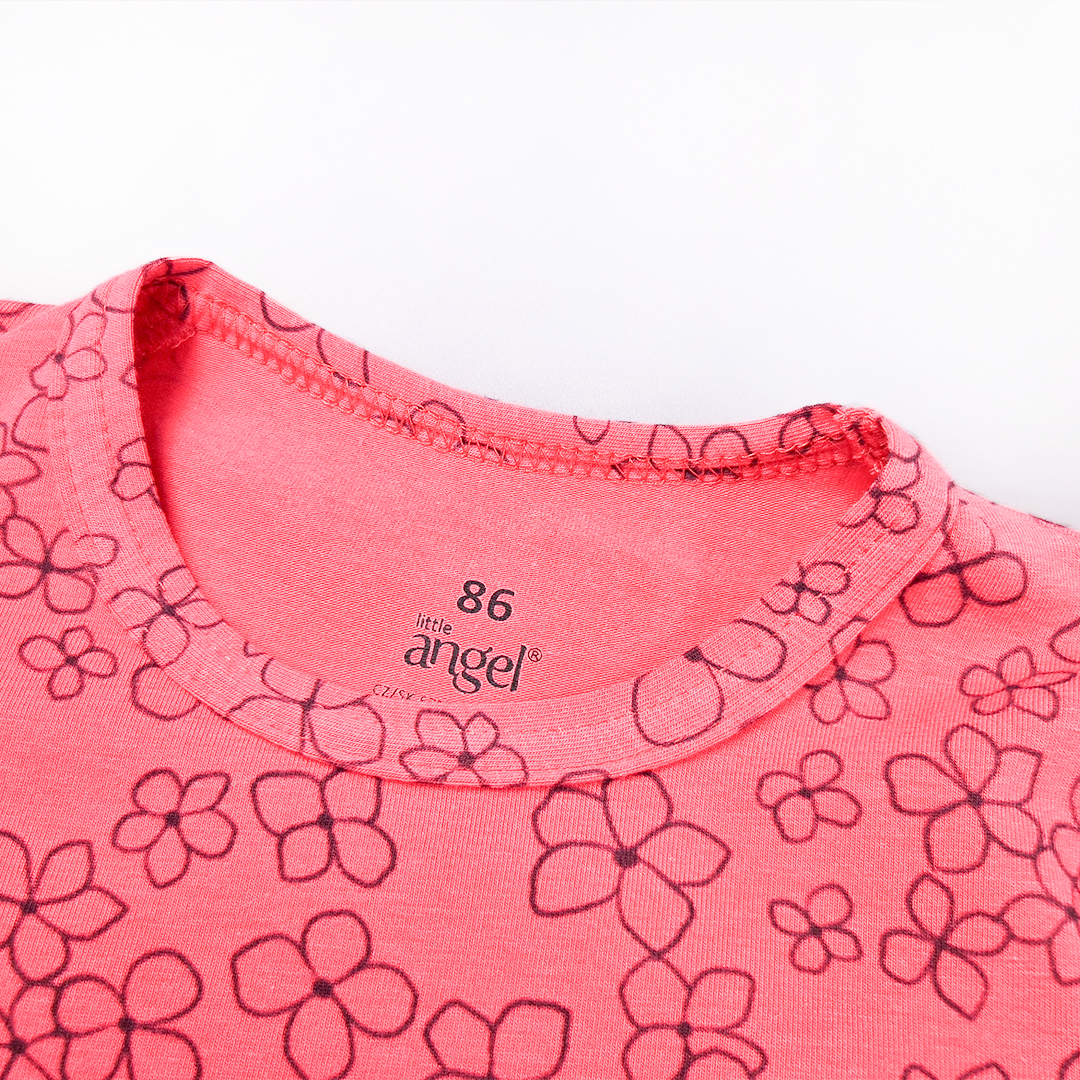 Tričko dívčí tenké TISK KR Outlast® - jahodová kytičky 128