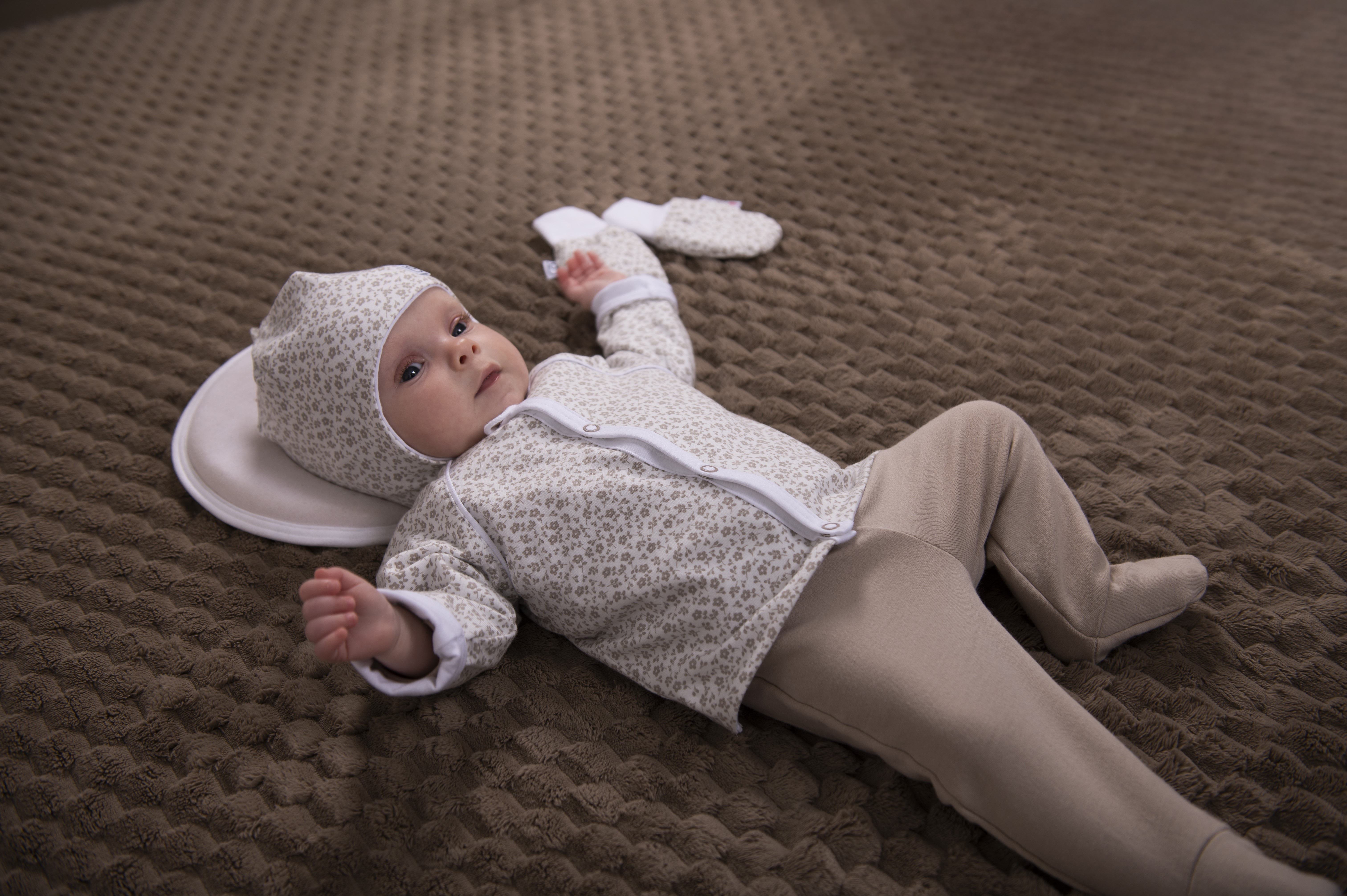 Čepice podšitá zavazovací Outlast® - bílá sv.hnědé květy/bílá 1 | 36-38 cm