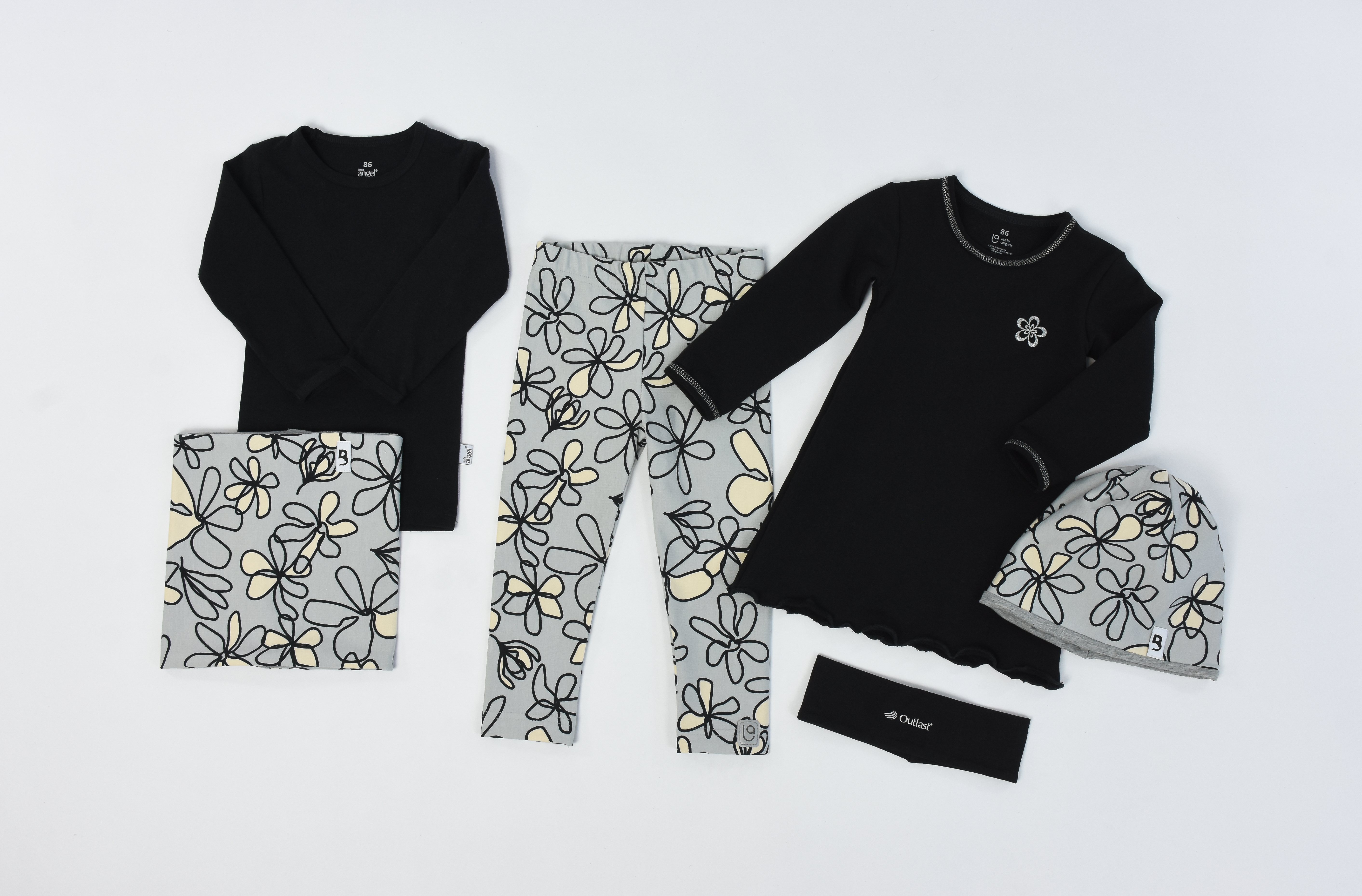 Legíny  - sv.šedá kytky 86