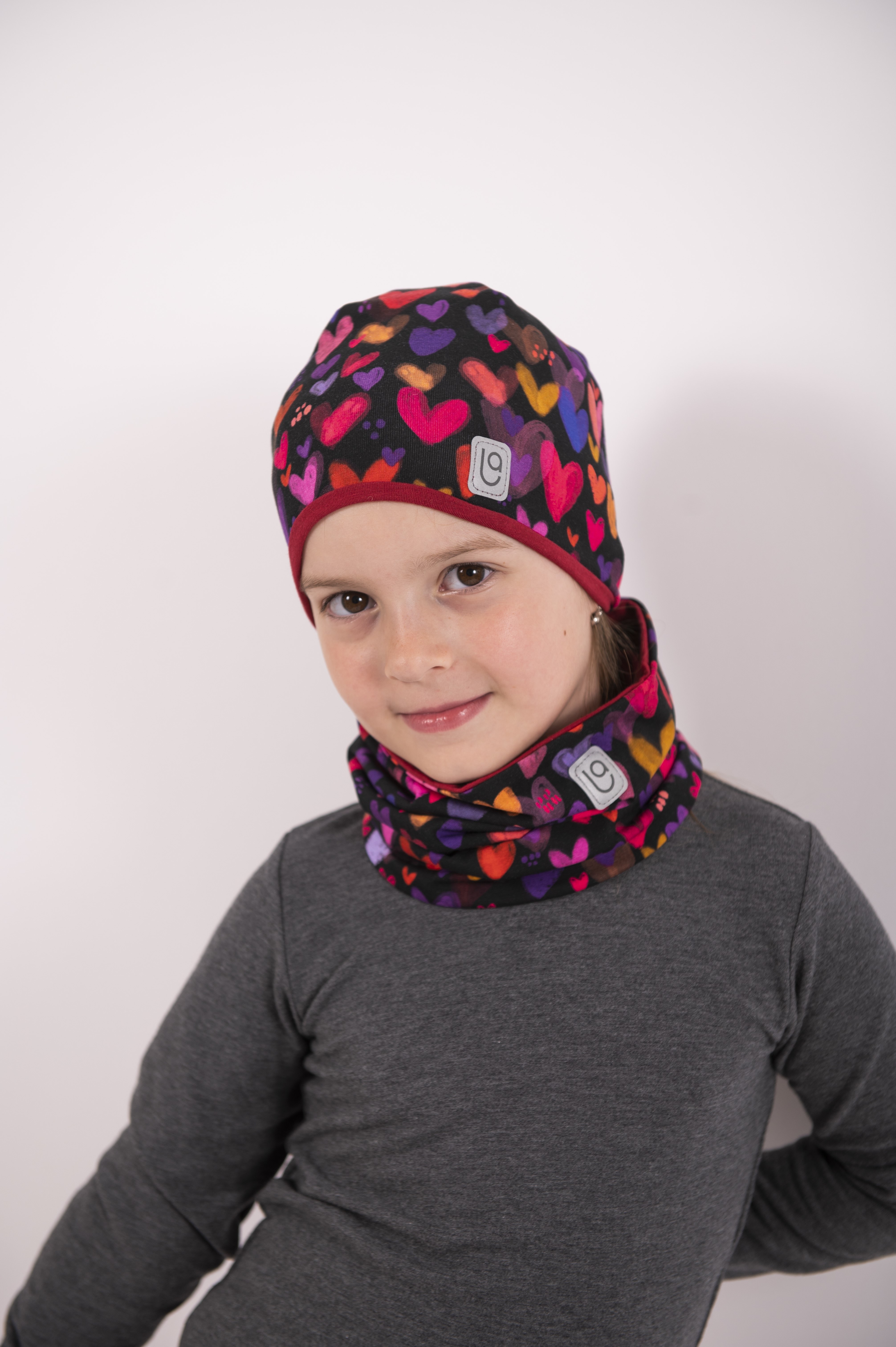 Čepice podšitá Outlast® - srdce/scarlet 3 | 42-44 cm