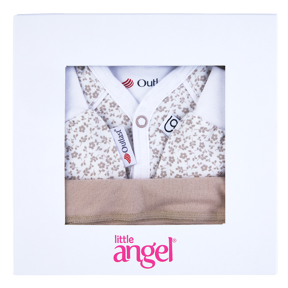 Novorozenecká sada smyk Outlast® - bílá sv.hnědé květy/latte 56