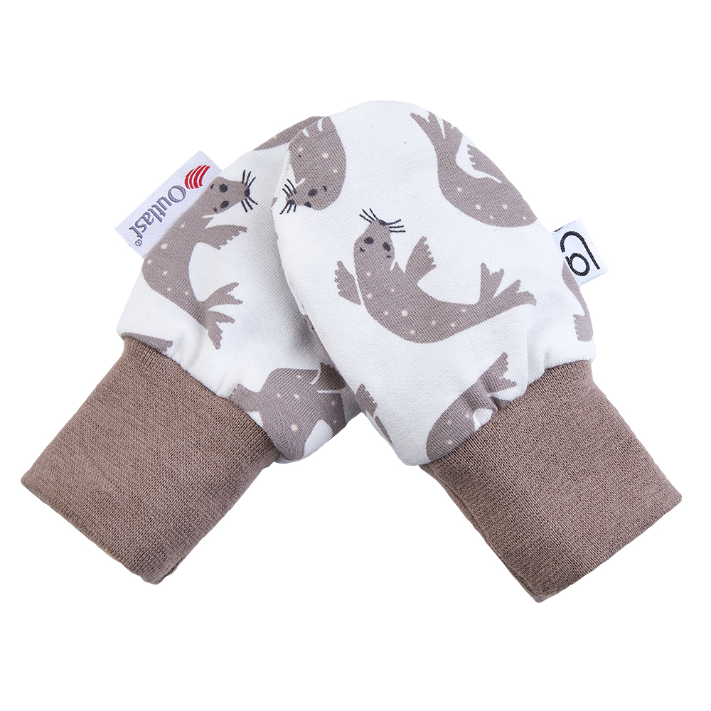 Novorozenecká sada BIO smyk Outlast® - bílá hnědý tuleň/oříšková 56